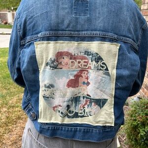 The little Mermaid Dreams Upcycled Jean Jacket Denim Jacket XL